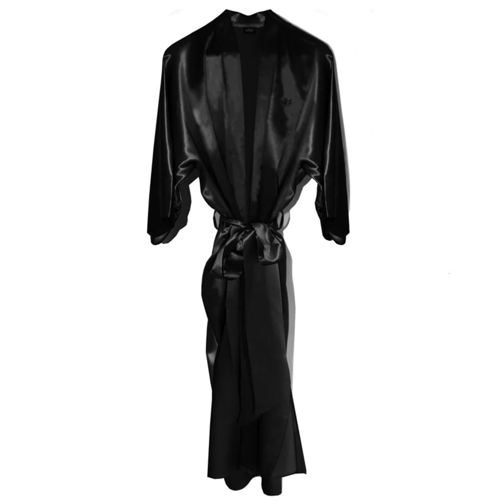 Slip Silk Long Black Robe 100% Silk